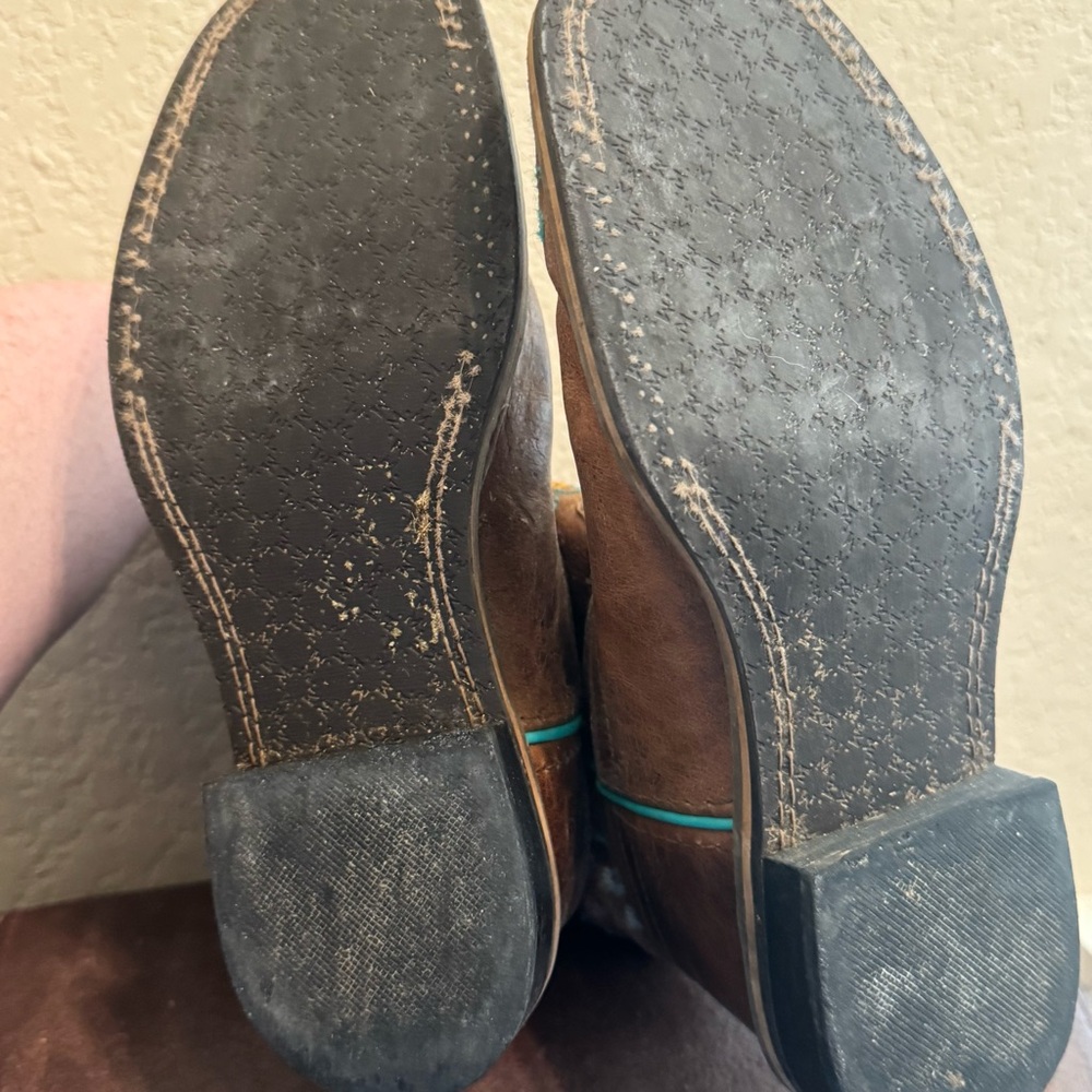 Kids Brown and Blue Western Boots - Picture 11 of 13